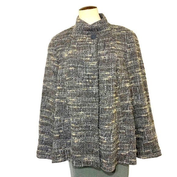 J jill tweed blazer jacket wool blend BGray Sz M Retro 60s Twee Classic - Picture 4 of 13